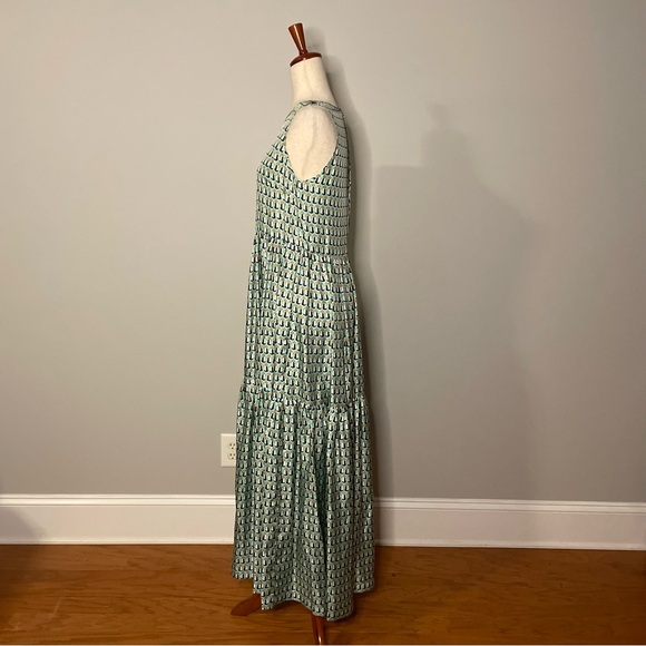 Odeeh maxi sleeveless dress orange brown white and teal pattern - size 36 - Picture 2 of 4
